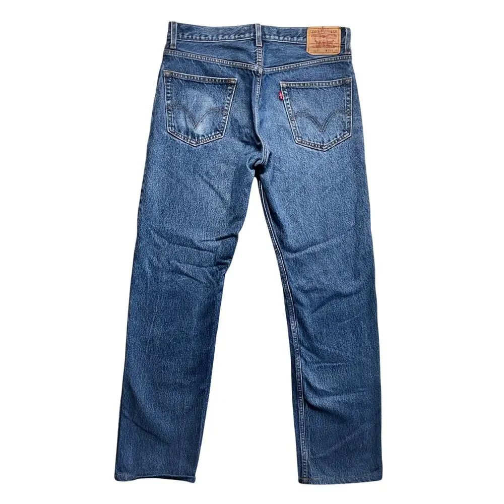 Levi's 505 Jeans Mens 34 x 36 Medium Wash Regular Fit Straight Leg Red Tab Denim